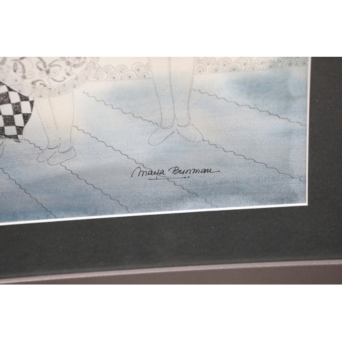 53 - MAYA BURMAN (FRENCH B. 1971). UNTITLED. watercolour and pen, 65cm x 85cm, framed.