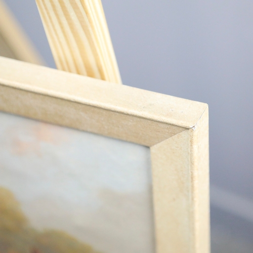 54 - W.E.P. (20TH CENTURY). FIGURES WITH BOATS ON THE SHORE. oil on canvas, The Coln Gallery label verso,... 