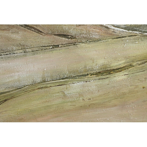 56 - MARY DONNELLY. LANDSCAPE. mixed media on board, 63cm x 62cm, framed.