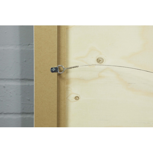 57 - 1930s ART DECO BEACH SCENE PRINT ON FELT IN WHITE PAINTED FRAME. 63.5cm H x 75cm W.