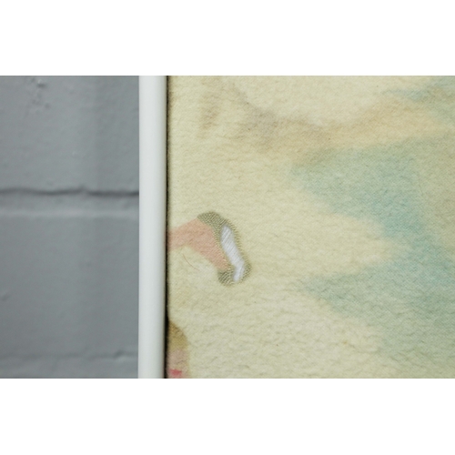 57 - 1930s ART DECO BEACH SCENE PRINT ON FELT IN WHITE PAINTED FRAME. 63.5cm H x 75cm W.