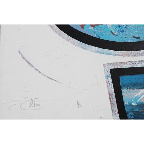 58 - DAVID KUIJERS (SOUTH AFRICAN B. 1962). BLUE MOUNTAIN DOG. acrylic on canvas, 110cm x 110cm.