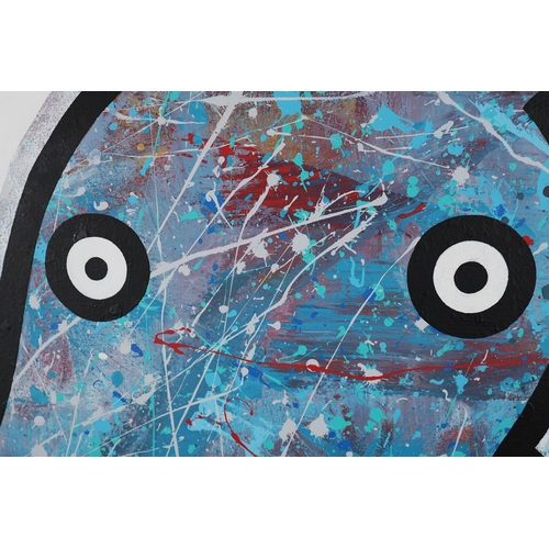 58 - DAVID KUIJERS (SOUTH AFRICAN B. 1962). BLUE MOUNTAIN DOG. acrylic on canvas, 110cm x 110cm.