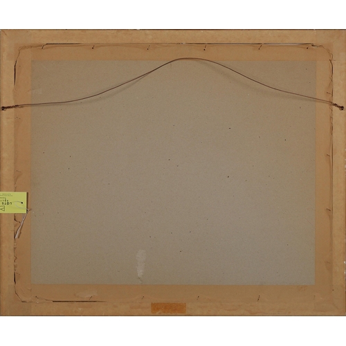 59 - ROSE-MARIE BUDLER (SOUTH AFRICAN). FEEDING THE CHICKENS. oil on canvas, 67cm x 82cm, framed.