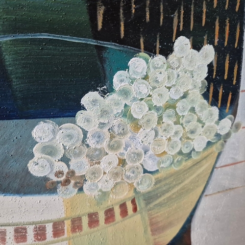 6 - VITTORIA MARIA DI CARLO (ITALIAN, 1937-2015). STILL LIFE WITH DOVE AND FIGURE. Oil on Canvas, 120cms... 