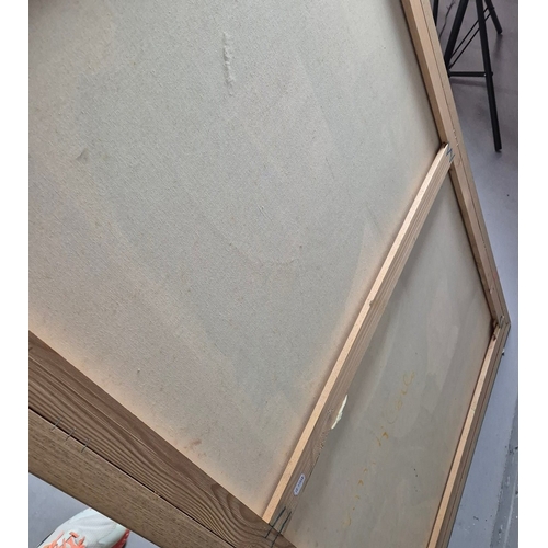 6 - VITTORIA MARIA DI CARLO (ITALIAN, 1937-2015). STILL LIFE WITH DOVE AND FIGURE. Oil on Canvas, 120cms... 