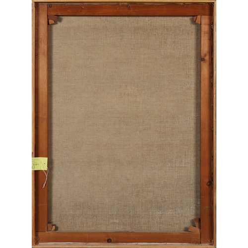 60 - 20TH CENTURY SCHOOL. STILL LIFE WITH VASE, FLOWERS AND BOWL. oil on canvas, 97cm x 72cm, framed.