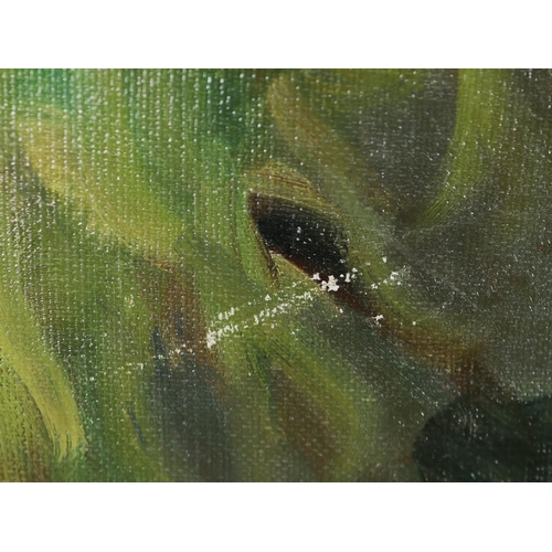 60 - 20TH CENTURY SCHOOL. STILL LIFE WITH VASE, FLOWERS AND BOWL. oil on canvas, 97cm x 72cm, framed.