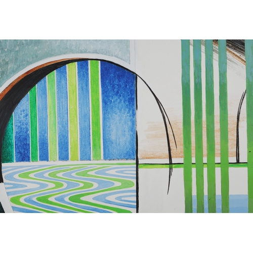 7 - PETE BURN. BRIDGE VENICE. OIL ON BOARD, 90cms x 110cms, signed and dated 