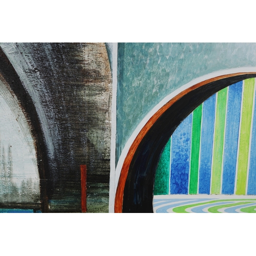 7 - PETE BURN. BRIDGE VENICE. OIL ON BOARD, 90cms x 110cms, signed and dated 