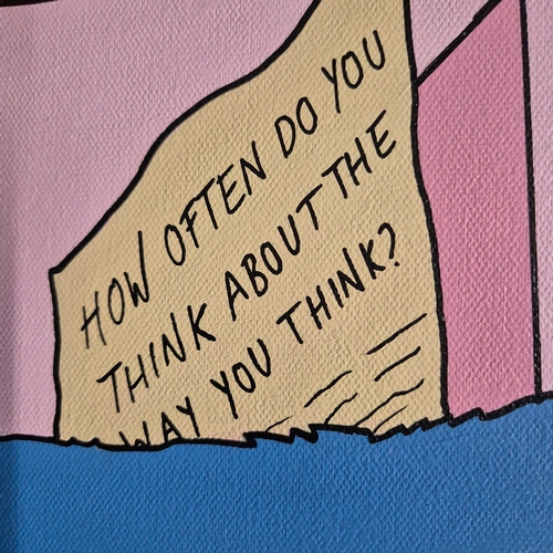 8 - GRACELAND LONDON (BRITISH B. 1992). EYES ON THE PRIZE. oil and acrylic on canvas, 91cm x 91cm, frame... 