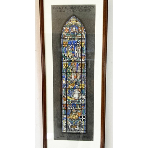 1 - WATERCOLOUR OF A DESIGN FOR GREAT EAST WINDOW TEMPLE CHURCH BY HARCOURT MEDHURST DOYLE. framed and g... 