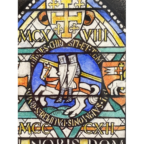 1 - WATERCOLOUR OF A DESIGN FOR GREAT EAST WINDOW TEMPLE CHURCH BY HARCOURT MEDHURST DOYLE. framed and g... 