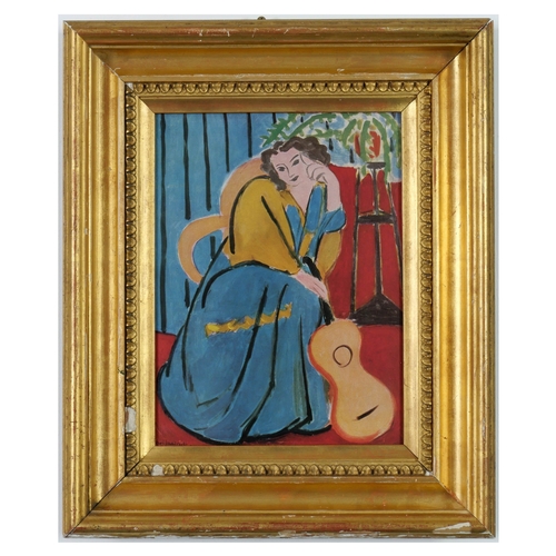 100 - AFTER HENRI MATISSE. FEMME ASSISE ET GUITARE. off set lithograph, signed in the plate, 1946, French ... 