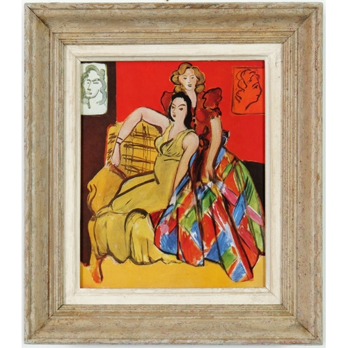 106 - AFTER HENRI MATISSE. LA ROBE JAUNE ET LA ROBE ECOSSAISE. off set lithograph, signed in the plate, 19... 