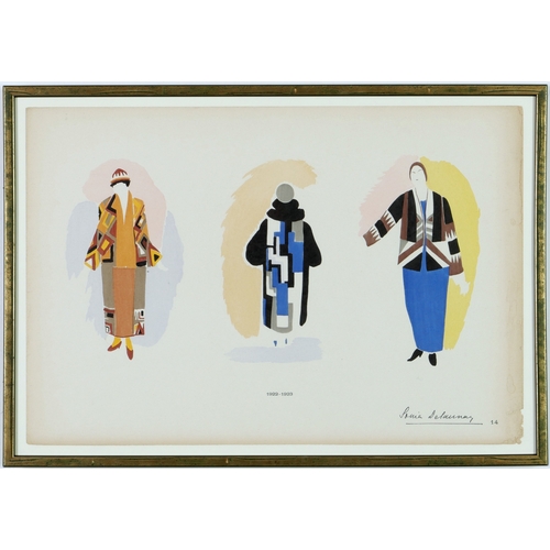 112 - SONIA DELAUNAY. COMPOSITION 14. (d) hand coloured pochoir circa,  Delaunay signature in facsimile,  ... 