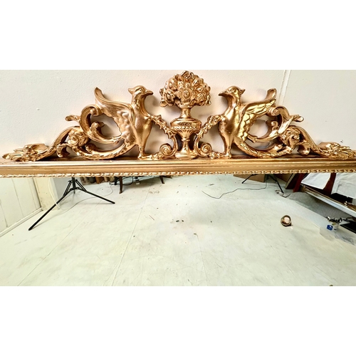 13 - 19TH CENTURY STYLE ITALIAN OVERMANTLE WITH GILT FRAME. 112cm H x 250cm W.