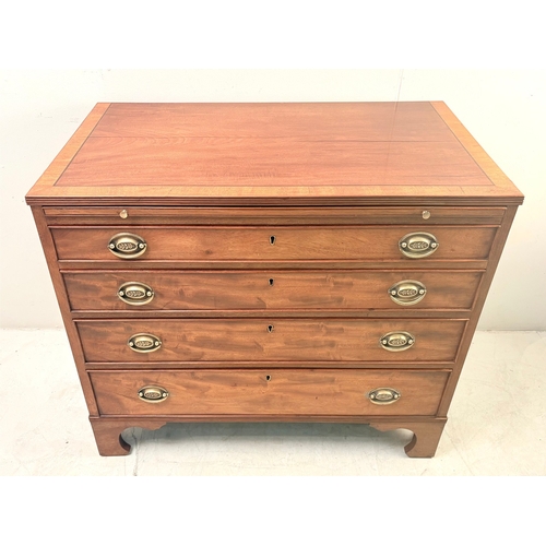 16 - GEORGIAN STYLE MAHOGANY CHEST OF FOUR DRAWERS RAISED ON BRACKETS SUPPORTS. 75cm H x 84cm W x 46cm D.