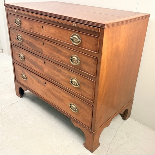 16 - GEORGIAN STYLE MAHOGANY CHEST OF FOUR DRAWERS RAISED ON BRACKETS SUPPORTS. 75cm H x 84cm W x 46cm D.