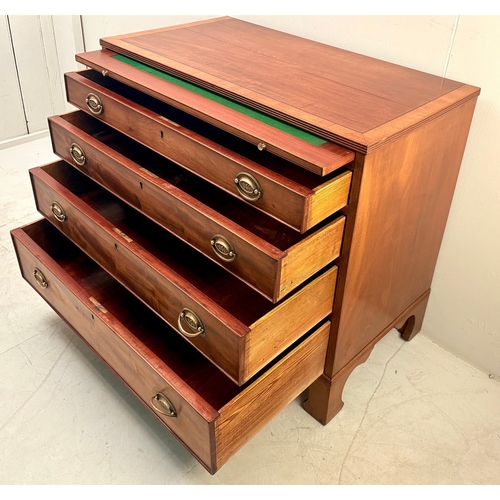 16 - GEORGIAN STYLE MAHOGANY CHEST OF FOUR DRAWERS RAISED ON BRACKETS SUPPORTS. 75cm H x 84cm W x 46cm D.