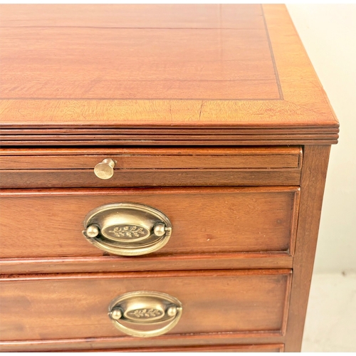 16 - GEORGIAN STYLE MAHOGANY CHEST OF FOUR DRAWERS RAISED ON BRACKETS SUPPORTS. 75cm H x 84cm W x 46cm D.