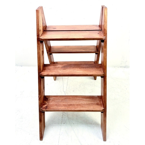 17 - WOODEN WINE CELLAR STEP LADDER. 80cm H x 43cm W x 83cm D.
