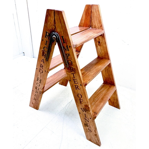 17 - WOODEN WINE CELLAR STEP LADDER. 80cm H x 43cm W x 83cm D.