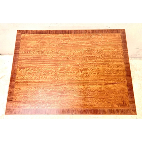 18 - SET OF SATINWOOD QUARTETTO TABLES WITH CROSSBANDED TOPS. 68cm H x 50cm W x 38cm D.