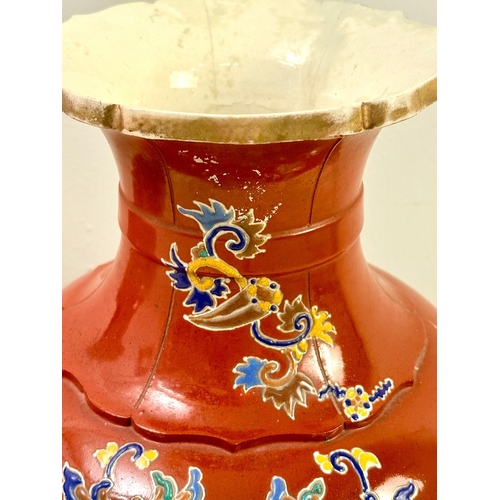 19 - PAIR OF LARGE CHINESE CERAMIC VASES. 60cm H x 23cm W.