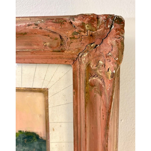 2 - OIL PAINTING OF ALL SAINTS CHURCH IN ISLEWORTH IN A WOODEN FRAME. 65cm H x 50cm W.