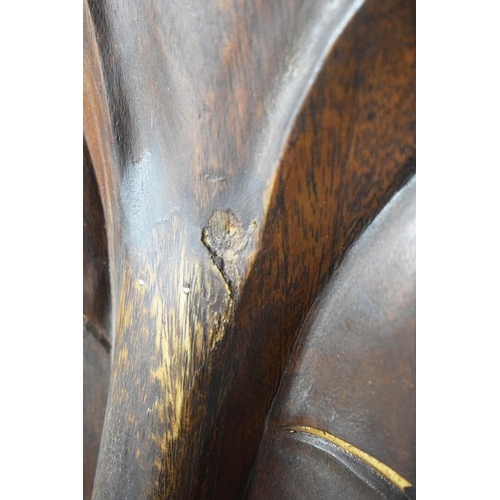 25 - CARVED ASIAN TEAK WALL PANEL. 100cm H x 80cm W.