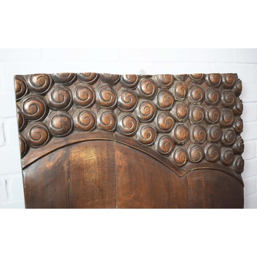 25 - CARVED ASIAN TEAK WALL PANEL. 100cm H x 80cm W.
