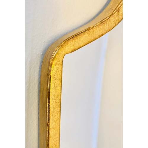 26 - PAIR OF CONTEMPORARY ACENT MIRRORS. in gilt metal frames, 144cm H x 15cm W.