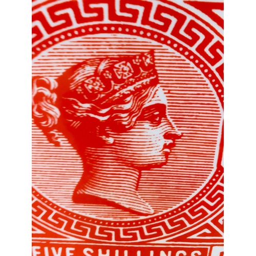 29 - PAIR OF CERAMIC LIDDED JARS. with vintage stamp decoration, 27cm H x 19cm W x 11cm D.