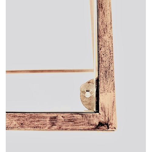 32 - CONTEMPORARY GILT METAL AND GLASS DESK. 87cm H x 95cm W x 42cm D.