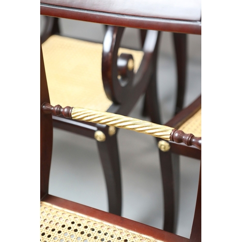 47 - SET OF TWELVE REGENCY STYLE DINING CHAIRS (12). mahogany finish and gilt highlights including two ar... 