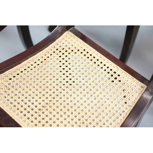 47 - SET OF TWELVE REGENCY STYLE DINING CHAIRS (12). mahogany finish and gilt highlights including two ar... 