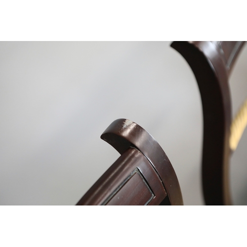 47 - SET OF TWELVE REGENCY STYLE DINING CHAIRS (12). mahogany finish and gilt highlights including two ar... 