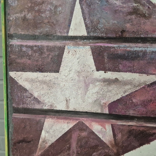 52 - KEN DAVIS. 3 ICONS, CUBA. oil on canvas, 102cm x 122cm, framed.