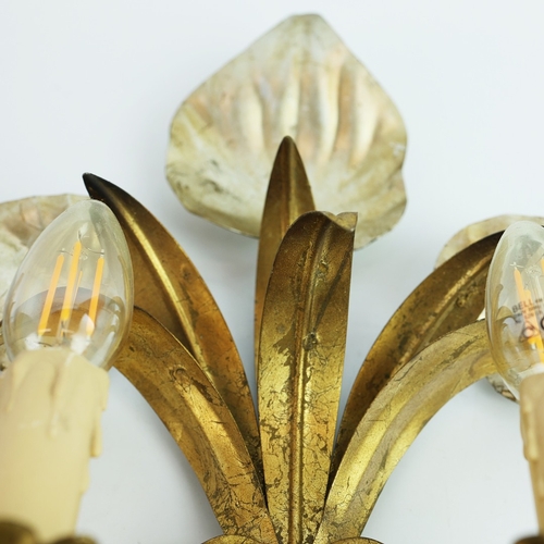 55 - A PAIR OF ITALIAN HOLLYWOOD REGENCY TOLEWARE WALL LIGHTS (2). 37cm H x 29cm.