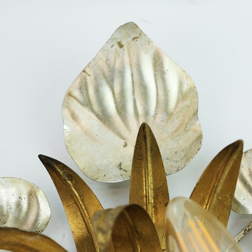 55 - A PAIR OF ITALIAN HOLLYWOOD REGENCY TOLEWARE WALL LIGHTS (2). 37cm H x 29cm.