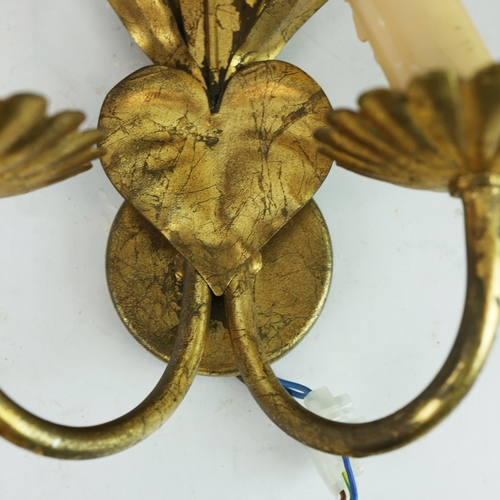 55 - A PAIR OF ITALIAN HOLLYWOOD REGENCY TOLEWARE WALL LIGHTS (2). 37cm H x 29cm.