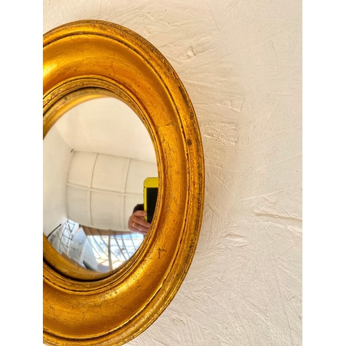 57 - SET OF TWELVE CONVEX MIRRORS WITH GILT FRAMES. various sizes and designs,  26cm diam. at largest app... 