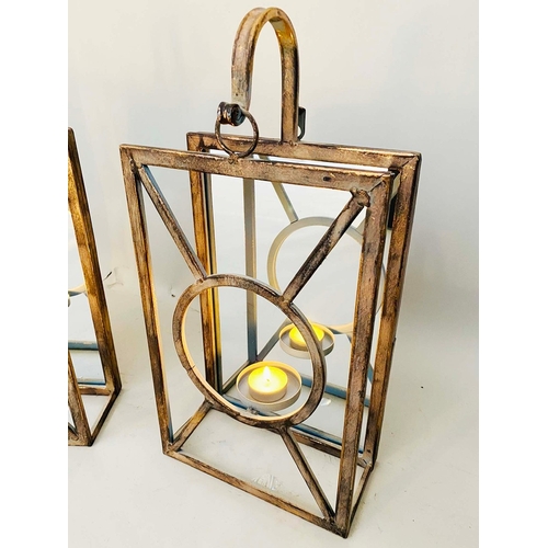 62 - SET OF SIX ART DECO STYLE MIRROR BACKED WALL SCONCES. 43cm H x 22cm W x 11cm D.