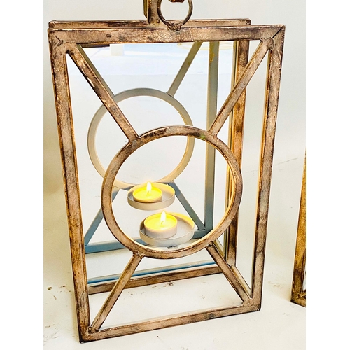 62 - SET OF SIX ART DECO STYLE MIRROR BACKED WALL SCONCES. 43cm H x 22cm W x 11cm D.