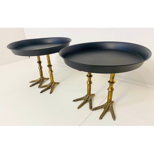 65 - PAIR OF BIRDS FEET PLAZZAS IN BLACK AND GOLD. 20cm H x 35cm W.