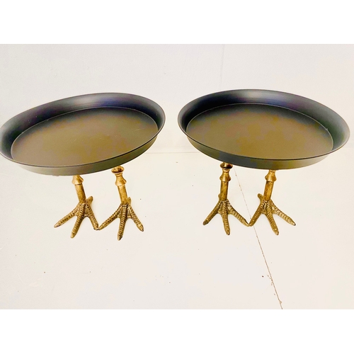 65 - PAIR OF BIRDS FEET PLAZZAS IN BLACK AND GOLD. 20cm H x 35cm W.