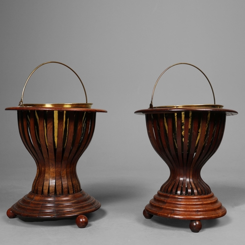 67 - TWO SIMILAR DUTCH JARDINIERES (2). late 18th/early 19th century mahogany and boxwood string with bra... 