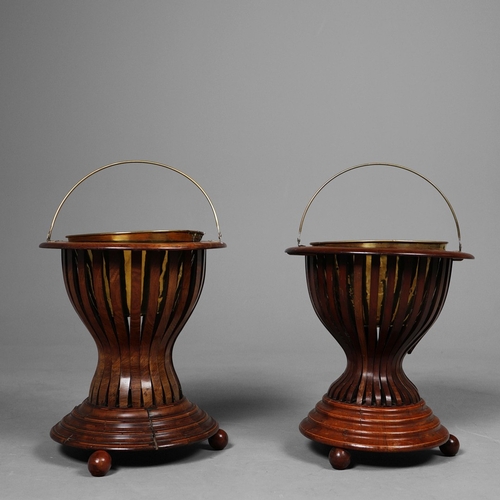 67 - TWO SIMILAR DUTCH JARDINIERES (2). late 18th/early 19th century mahogany and boxwood string with bra... 