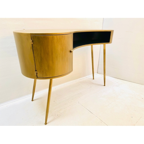 68 - CONTEMPORARY GILT METAL KIDNEY SHAPED DESK. 81cm H x 120cm W x 50cm D.